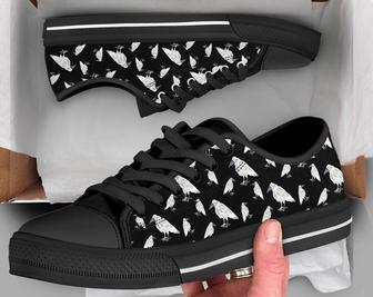 Crow Print Shoes , CrowSneakers , Crow Print Pattern , Crow Gifts , Custom Low Top Converse Style Sneakers For Women & Men - Monsterry