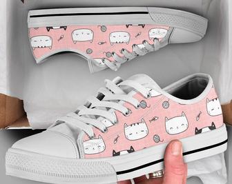 Kawaii Cat Shoes , Cat Sneakers , Cute Shoes , Casual Shoes , Kawaii Clothing , Low Top Converse Style Shoes for Womens Mens Adults - Monsterry