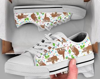 Cute Sloth Shoes - Sneakers , Sloth Print Shoes , Womens Shoes , Summer Shoes , Low Top Converse Style Shoes for Womens Mens Adults - Monsterry