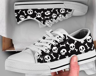 Skull & Bones Shoes , Skull Sneakers , Skull Shoes , Casual Shoes , Skull Gifts , Low Top Converse Style Shoes for Womens Mens Adults - Monsterry