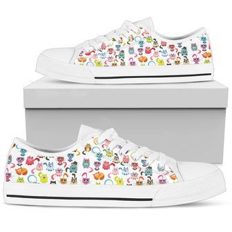 White Colorful Cats Low Top Shoes | Favorety DE