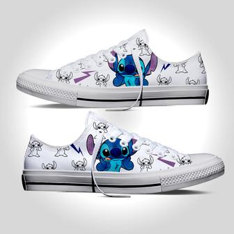 Stitch In Lilo & Stitch Casual Converse Canvas Low Top Shoes - Monsterry