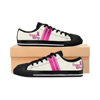 Breast Cancer Awareness Survivor Strong Pink Ribbon Low Top Shoes Sneakers - Monsterry UK