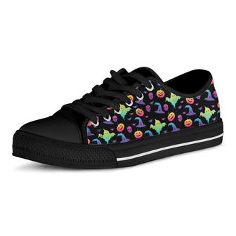 Colorful Halloween Party Pattern Casual Skull Converse Canvas Low Top Shoes - Monsterry CA