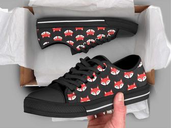 Fox Pattern Cute Low Top Converse Style Shoes - Monsterry