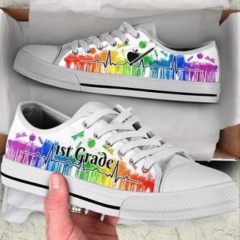 Personalized Custom Class Colorful Heartbeat Low Top Shoes For Teachers - Monsterry DE