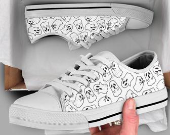 Ghost Boo Shoes , Cute Sneakers , Casual Shoes , White Sneakers , Ghost Print Shoes , Low Top Converse Style Shoes for Womens Mens Adults - Monsterry UK