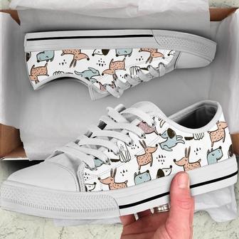 Handrawing Cute Dog, Cartoon Dog Pattern Low Top Shoes, Unisex Sneakers, Men And Women Low Top Sneakers | Favorety