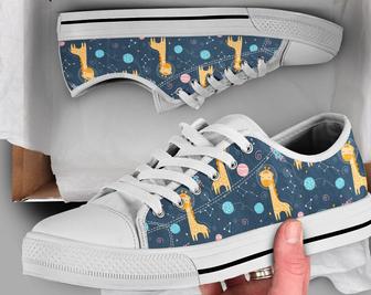 Space Giraffe Shoes , Giraffe Sneakers , Cute Shoes , Casual Shoes , Giraffe Gifts , Low Top Converse Style Shoes for Womens Mens Adults - Monsterry