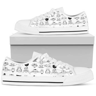 White & Black Cats Low Top Shoe | Favorety