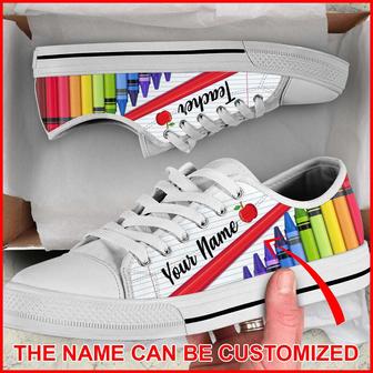 Personalized Custom Name Paper and Crayon Pattern Low Top Shoes For Teacher - Monsterry DE