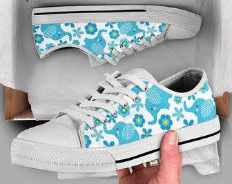 Floral Elephant Shoes , Elephant Sneakers , Cute Shoes , Casual Shoes , Elephant Gifts , Low Top Converse Style Shoes for Womens Mens Adults - Monsterry