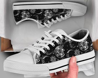 Sun and Moon Shoes , Moon Sneakers , Casual Shoes , Moon Cult Goth Clothing , Low Top Converse Style Shoes for Womens Mens Adults - Monsterry
