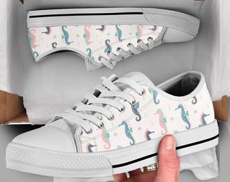 Seahorse Shoes , Seahorse Sneakers , Seahorse Print Pattern , Seahorse Gifts , Custom Low Top Converse Style Sneakers For Women & Men - Monsterry