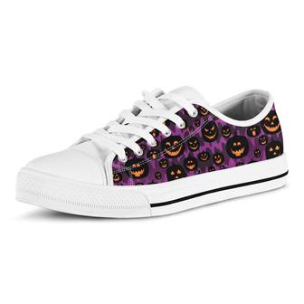 Halloween Pumpkin Smiley Faces Casual Converse Canvas Low Top Shoes - Monsterry