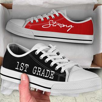Personalized Custom Class Strong Black and Red Low Top Shoes For Teacher - Monsterry UK
