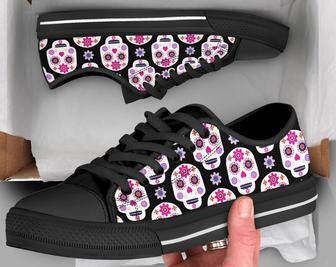 Sugar Skull Shoes , Sugarskull Sneakers , Cute Shoes , Casual Shoes , Sugarskull Gifts , Low Top Converse Style Shoes for Womens Mens Adults - Monsterry