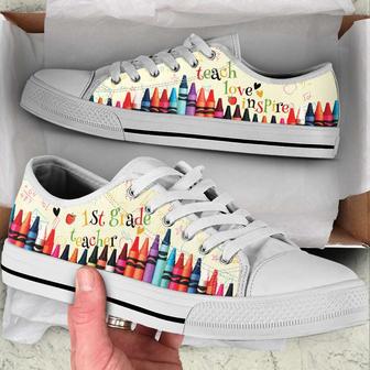 Personalized Custom Class Teach Love Inspire Crayon Pattern Low Top Shoes For Teacher - Monsterry
