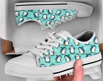 Gym Penguin Shoes , Cute Sneakers , Cute Shoes , Casual Shoes , Gym Lover Gifts , Low Top Converse Style Shoes for Womens Mens Adults - Monsterry