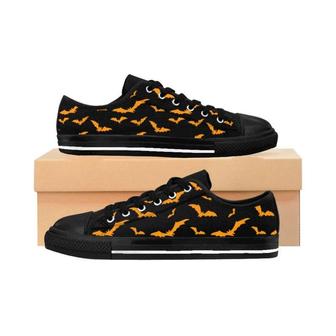 Halloween Orange Flying Bats Converse Sneakers Canvas Low Top Shoes - Monsterry UK