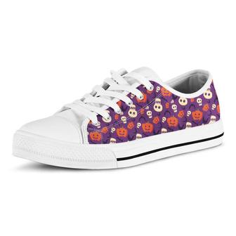 Halloween Pumpkin Pattern Casual Converse Canvas Low Top Shoes - Monsterry