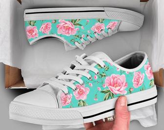 Vintage Rose Shoes , Floral Print Sneakers , Rose Shoes , Casual Shoes , Vintage Gifts , Low Top Converse Style Shoes for Womens Mens Adults - Monsterry
