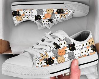 Cute Cats Shoes , Cat Sneakers , Cute Shoes , Casual Shoes , Cat Owner Gifts , Low Top Converse Style Shoes for Womens Mens Adults - Monsterry UK