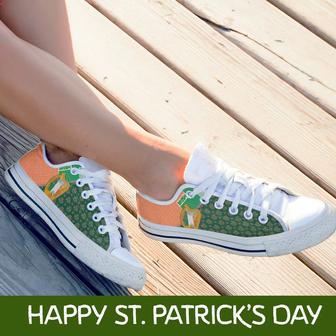 Irish Shamrock with Traditional Harp Irish St Day Converse Sneakers Low Top Shoes - Monsterry CA