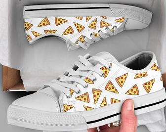 Pizza Printed Shoes , Pizza Sneakers , Pizza Shoes , Casual Shoes , Pizza Gifts , Low Top Converse Style Shoes for Womens Mens Adults - Monsterry