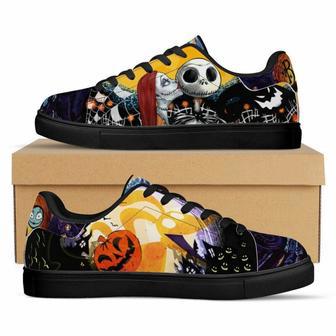 Jack Skellington X Sally The Nightmare Before Christmas Low Top Leather Skate Shoes, Tennis Shoes, Fashion Sneakers | Favorety