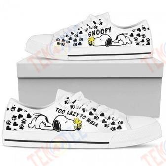 Mens Womens Snoopy Too Lazy To Walk Low Top Shoes Custom Print Footwear Converse Sneakers | Favorety