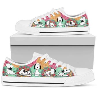 Snoopy Yoga Style For Man And Women Gift For Fan Low Top Leather Shoes Sneakers | Favorety
