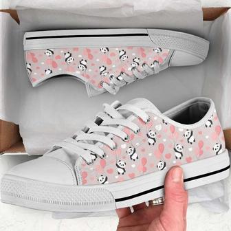 Cute Panda Low Top Converse Style Shoes - Monsterry