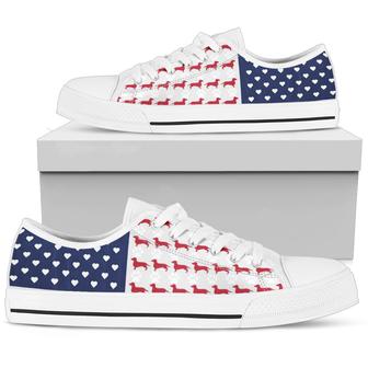 Dachshund Us Flag Low Top Shoes | Favorety