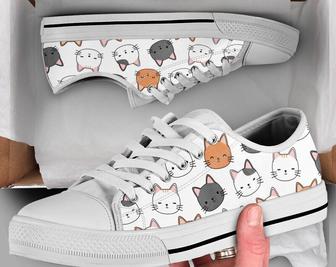 Cute Kitten Shoes , Cat Sneakers , Cute Shoes , Casual Shoes , Cat Owner Gifts , Low Top Converse Style Shoes for Womens Mens Adults - Monsterry