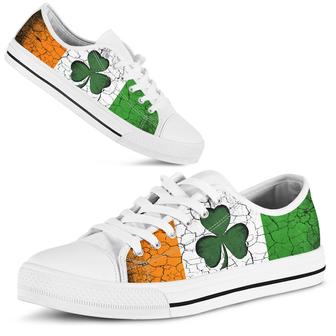 Irish Shamrock Cracked Irish St Day Converse Sneakers Low Top Shoes - Monsterry