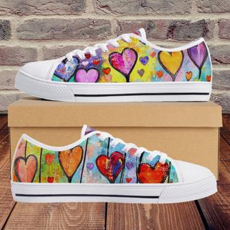 Funky Heart Sneakers , Converse Style , Vans Style Sneakers , Womens Shoes , Gift For Her - Monsterry CA