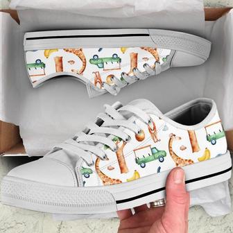 Giraffe, Elephant, Meerkat, Banana In Safari Low Top Shoes, Unisex Sneakers, Men And Women Low Top Sneakers | Favorety