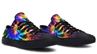 Tie Dye Explosion Black Low Top Canvas Shoes - Monsterry UK
