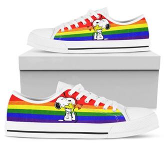 Gift For Snoopy Lover Rainbow Snoppy Low Top Canvas Shoes Hg | Favorety