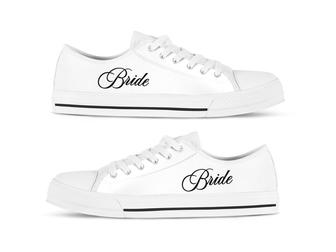 Custom Bridal Shoes Wedding Shoes Wedding Sneakers Engagement Shoes Custom Name Printed Shoes White Low Top Wedding Shoes for Womens - Monsterry DE