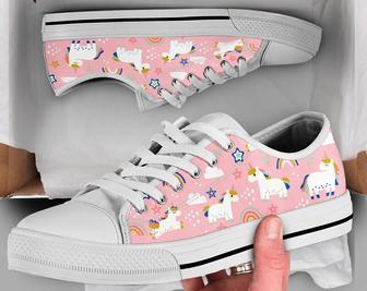 Pink Unicorn Shoes , Unicorn Sneakers , Cute Shoes , Casual Shoes , Unicorn Gifts , Low Top Converse Style Shoes for Womens Mens Adults - Monsterry