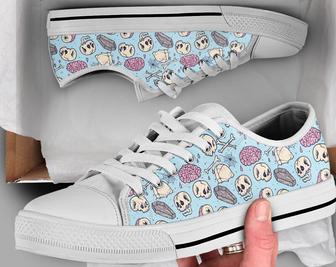 Kawaii Skull Shoes , Cute Sneakers , Casual Shoes , Kawaii Clothing Shoes , Low Top Converse Style Shoes for Womens Mens Adults - Monsterry