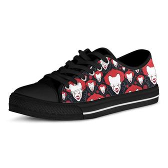 Halloween Scary IT Pennywise Clown Casual Converse Canvas Low Top Shoes - Monsterry