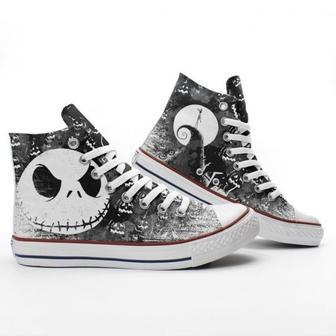 Nightmare Before Christmas Gift Halloween Gift The Nightmare Before Christmas Characters Jack Skellington Tim Burton High Top Canvas Shoes Hg | Favorety CA