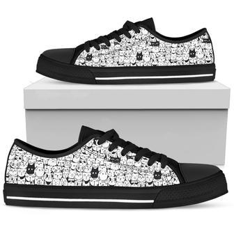 Mini White & Black Cats Low Top Shoes | Favorety CA