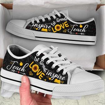 Personalized Custom Class Teach Love Inspire Sunflower Low Top Shoes For Teacher - Monsterry