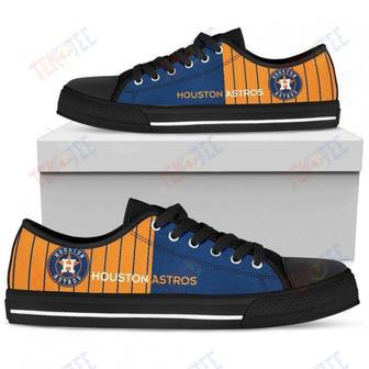 Mens Womens Houston Astros Simple Design Vertical Stripes Low Top Shoes Custom Print Footwear Convers Sneakers | Favorety DE