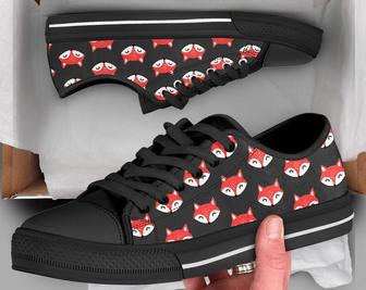 Fox Pattern Shoes , Fox Sneakers , Cute Shoes , Casual Shoes , Fox Clothing Gifts , Low Top Converse Style Shoes for Womens Mens Adults - Monsterry