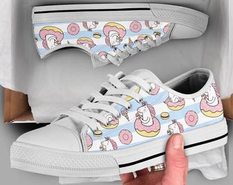 Donut Unicorn Shoes , Unicorn Sneakers , Cute Shoes , Casual Shoes , Unicorn Gifts , Low Top Converse Style Shoes for Womens Mens Adults - Monsterry CA